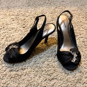 Jacqueline Ferrar Black Satin Stiletto Heels